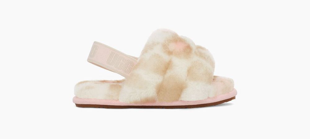 Ugg Fluff Yeah Her Print - Kids Slippers - White - NZ (4629RHWGM)